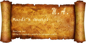 Mazák Anatol névjegykártya